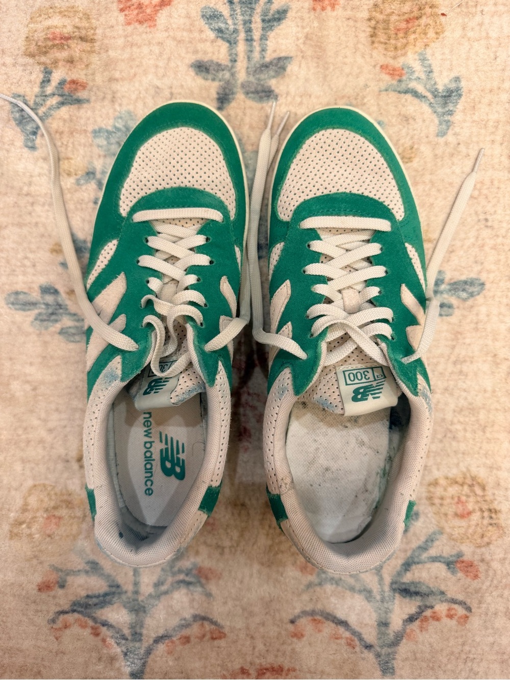 New Balance 300 Green and White Sneakers